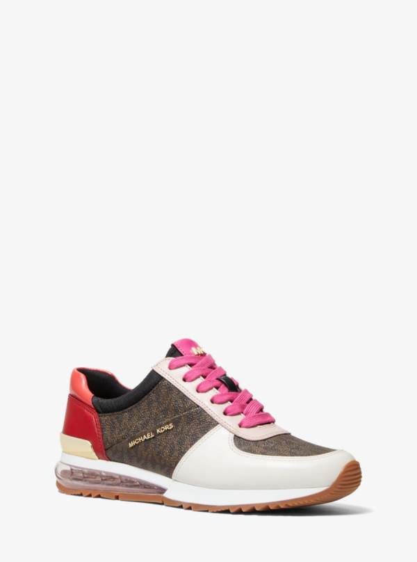 Damske Tenisky Michael Kors Allie Extreme Color-Block Leather and Logo Hnede Viacfarebný - Topanky Michael Kors Slevy | CLROF-3859